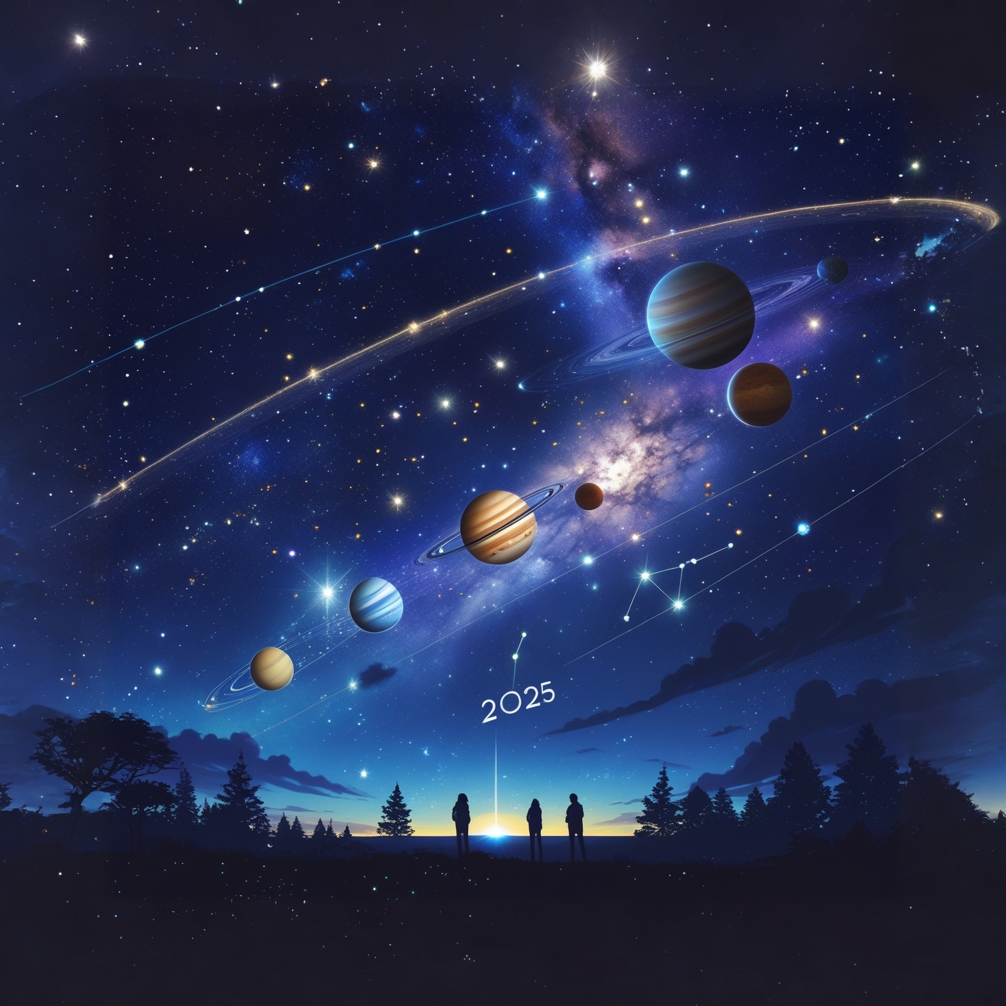 Planetary Alignment:7 Planets Align in a Stunning Night Sky